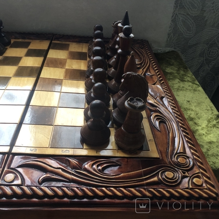 Шахматы большие старые деревянные, фото №4