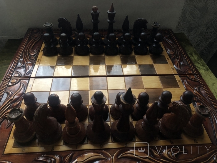 Шахматы большие старые деревянные, фото №5