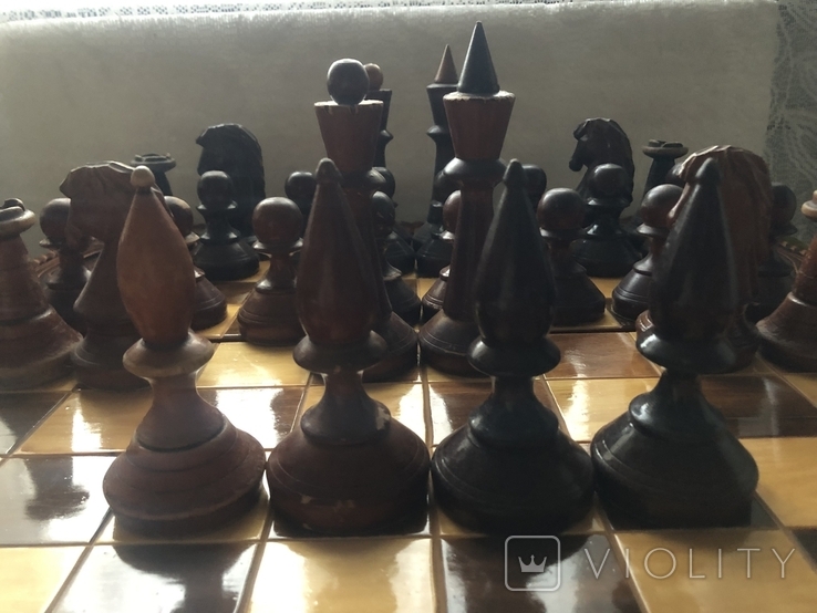 Шахматы большие старые деревянные, фото №7