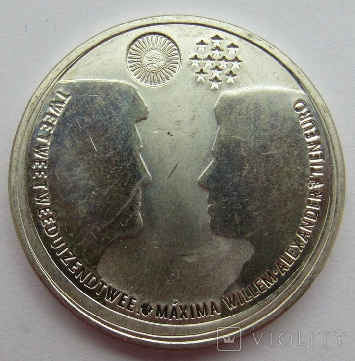 Нидерланды, 10 серебряных евро 2002 "Серебряная свадьба Виллема Александра и Максимы", фото №7