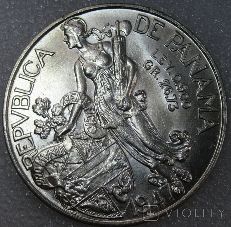 1 бальбоа 1947 г. Панама, серебро, фото №4