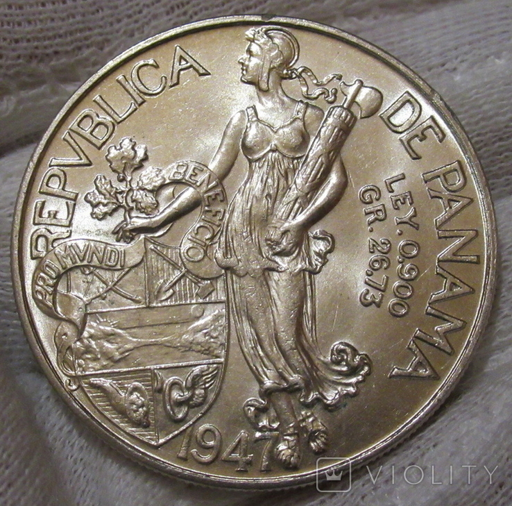 1 бальбоа 1947 г. Панама, серебро, фото №5