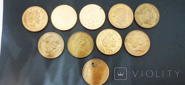 Монеты Великобритания 2 пенни. 10 шт. Разных годов., фото №3