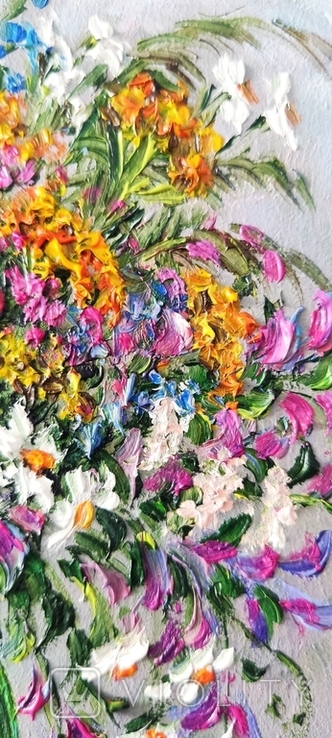 Картина натюрморт Польові квіти авторка Короткова Т. Г 20х20см, фото №4