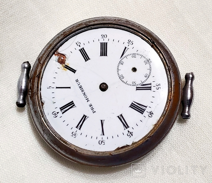 Старовинний годинник 50 мм з емальованим циферблатом, механічний, фото №2
