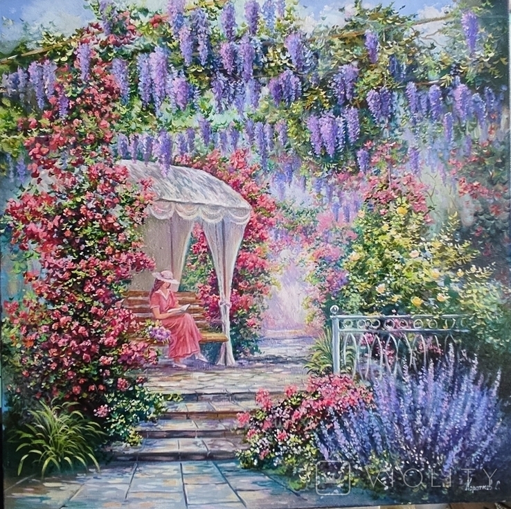 Квіткова гармонія Картина пейзаж автор Коротков С.В. 70х70 полотно олія, фото №2