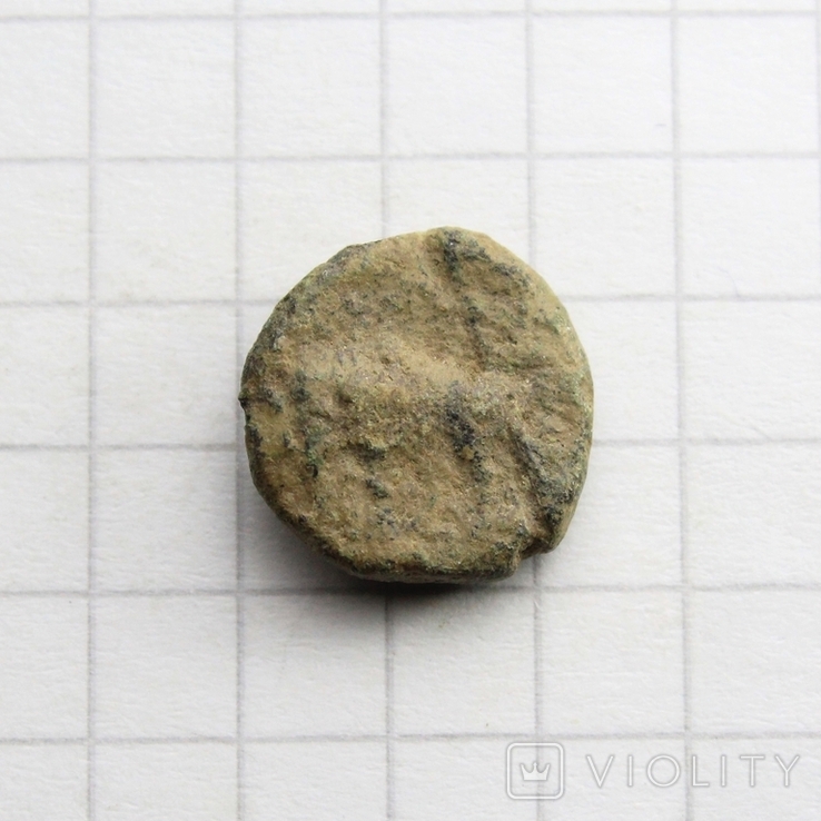 Антична монета (м.Метрополіс?), IV-ІІІ ст. до н.е. - Аполлон / бик, 1.63г., фото №10