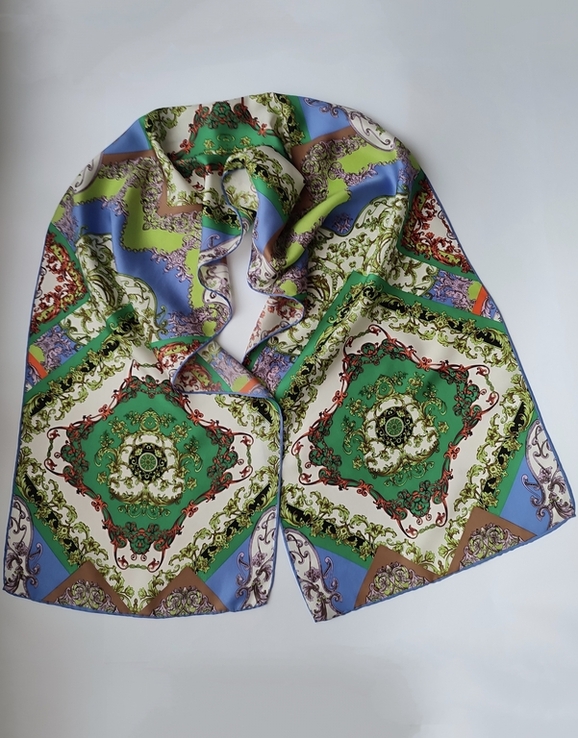 Шелковый палантин шарф платок, 100%шелк, шов роуль, photo number 3