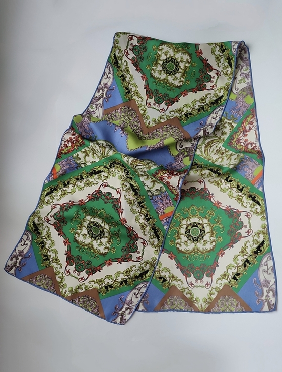 Шелковый палантин шарф платок, 100%шелк, шов роуль, фото №4