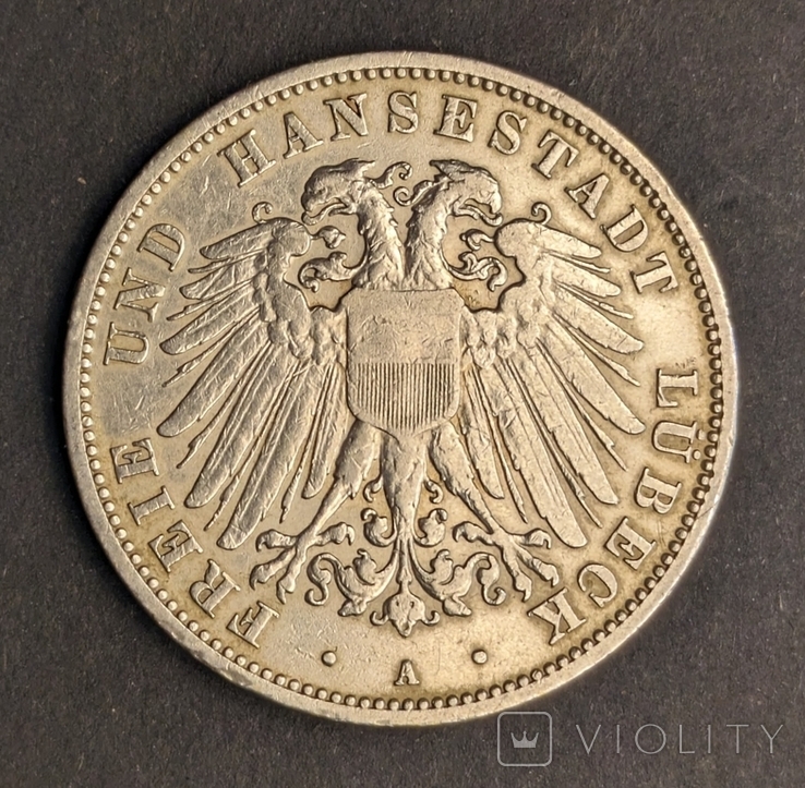3 марки 1910 р. Німецька імперія, Любек, фото №3
