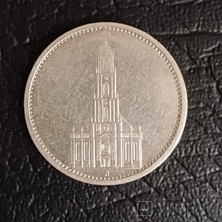 5 марок 1934г."Кирха".А.серебро, фото №4