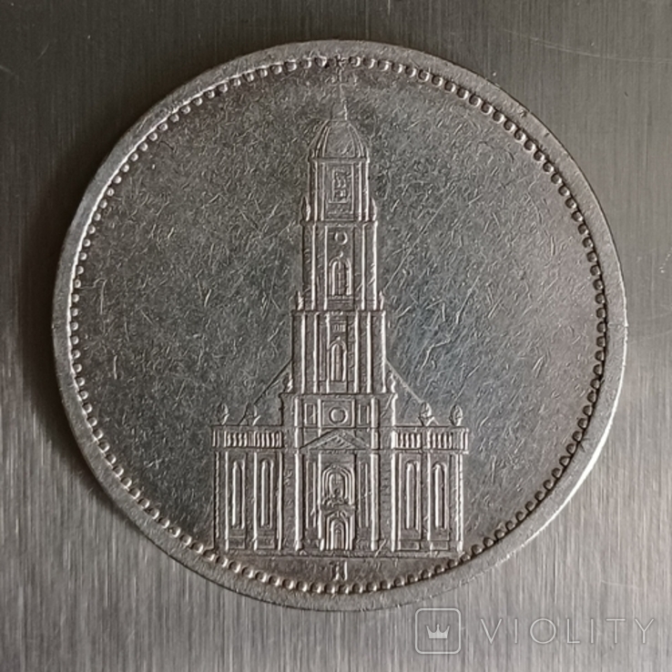 5 марок 1934г."Кирха".А.серебро, фото №6