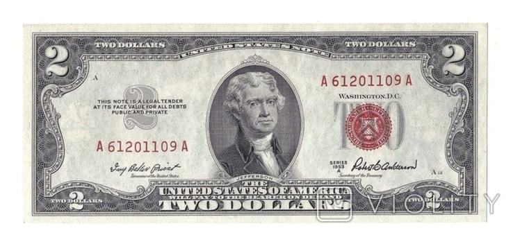 2 Доллара США 1953 Год, фото №2