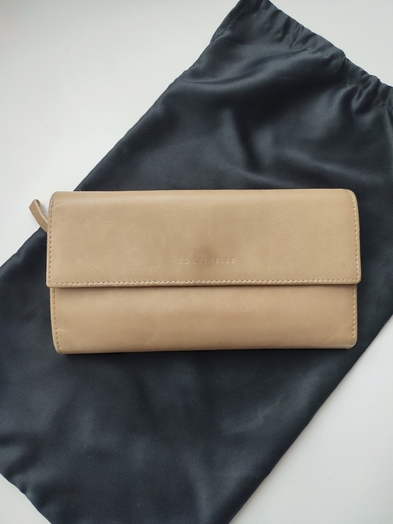 Фірмовий шкіряний люксовий гаманець портмоне Coccinelle, фото №3