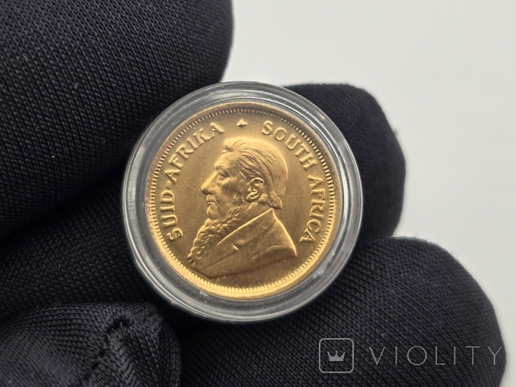 Золотая монета 1/10 oz Крюгерранд 1983 Южная Африка, фото №2