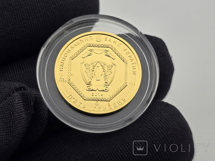 Золотая монета 1/4oz Архистратиг Михаил 5 гривен 2014 Украина, фото №9