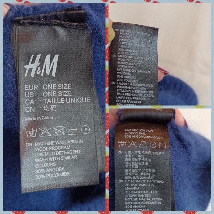 H&amp;M ангора женский теплый берет /шапка синий, numer zdjęcia 7