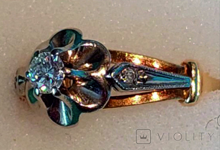 Золотое кольцо 750 с якутским бриллиантом СССР, фото №8