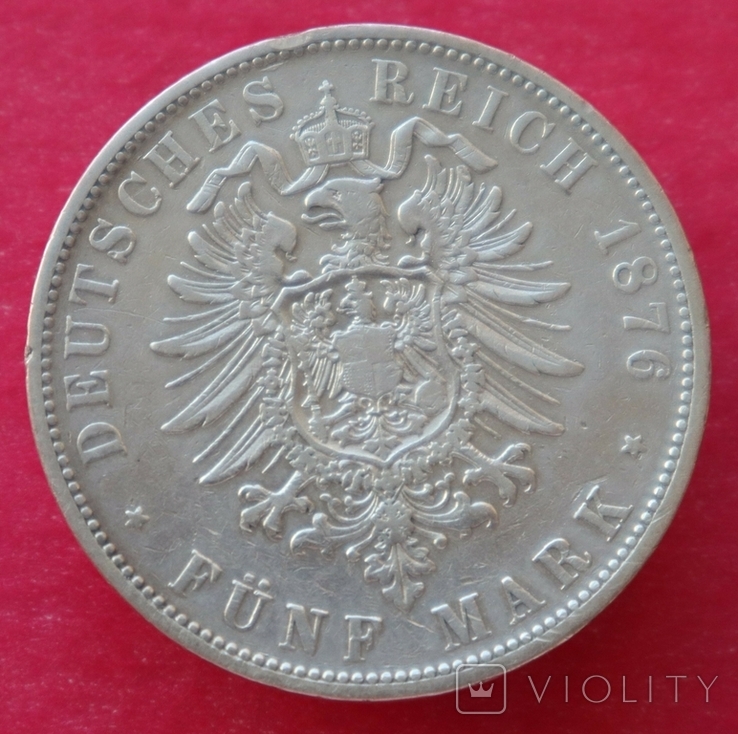 5 марок, Вюртемберг, 1876г., фото №9