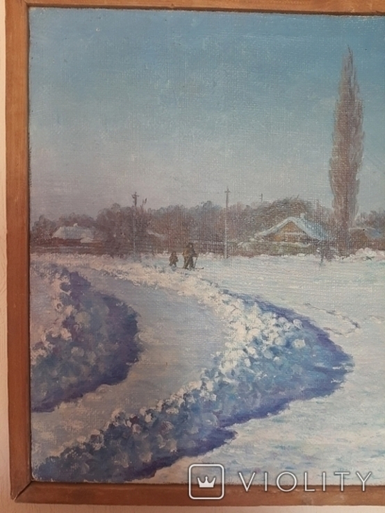Соцреализм. Картина "Зимняя дорога", художник Бондарев В.П., 1987 год, фото №3
