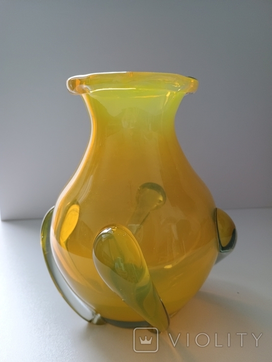 Винтажная ваза (60-е гг. 20-го века) жёлтого стекла, фото №6