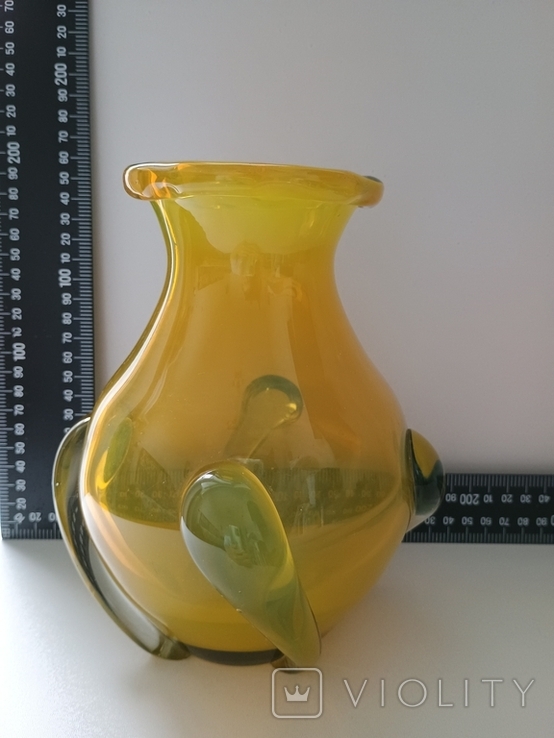 Винтажная ваза (60-е гг. 20-го века) жёлтого стекла, фото №7