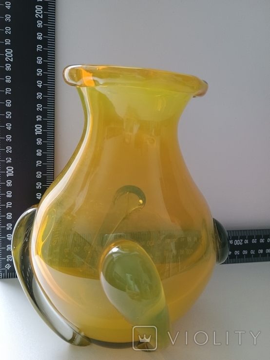 Винтажная ваза (60-е гг. 20-го века) жёлтого стекла, фото №8