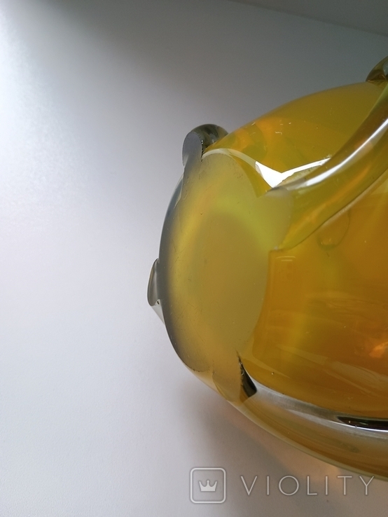 Винтажная ваза (60-е гг. 20-го века) жёлтого стекла, фото №9