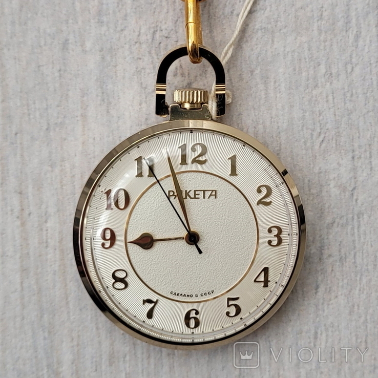 Новий позолочений годинник Ракета СРСР з документами (на ходу), фото №5