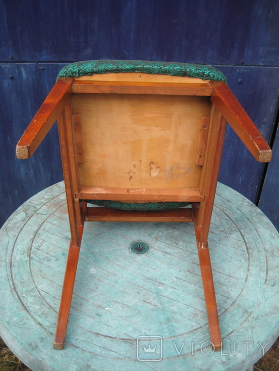 Деревянный мягкий стул из мебельного гарнитура (кабинетный винтаж).Румыния ,60-е г. ХХ в., фото №13