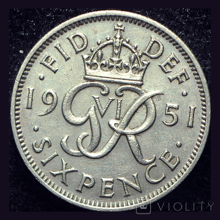 Великобритания 6 пенсов 1951, фото №2