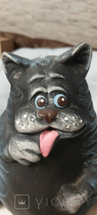 Керамическая статуэтка копилка керамика кот 1999, фото №2