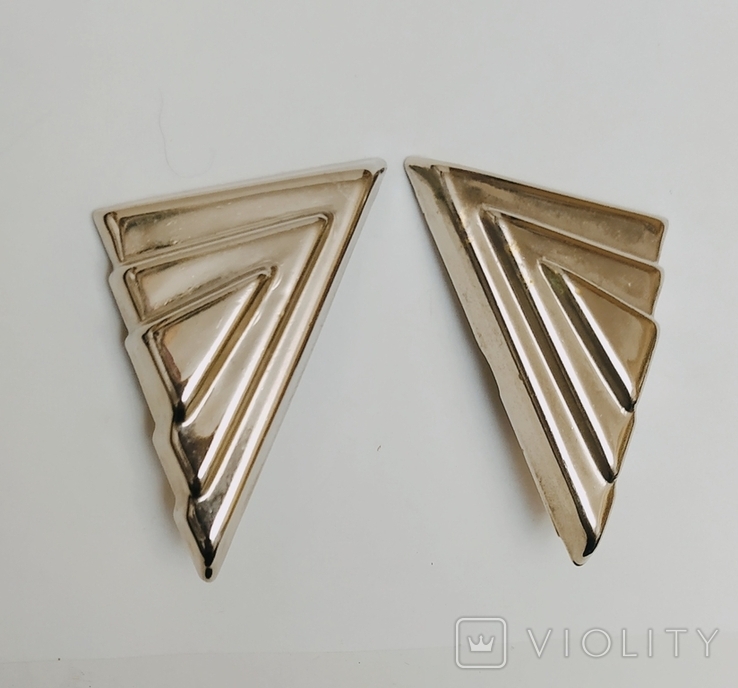 Клипсы треугольные в серебряном цвете. США. 70-80е гг.(0220), фото №3