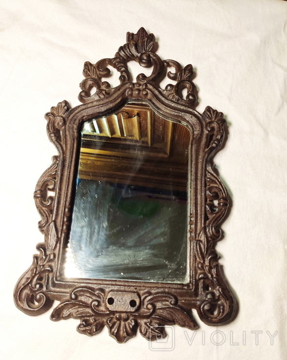 Зеркало - чугунная рамка . из германии 34 х 20,5 см, фото №2
