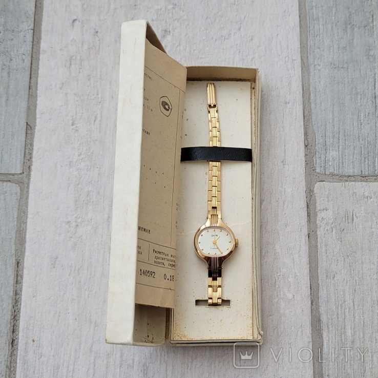 Новий позолочений годинник Зоря РССР з документами (на ходу), фото №2
