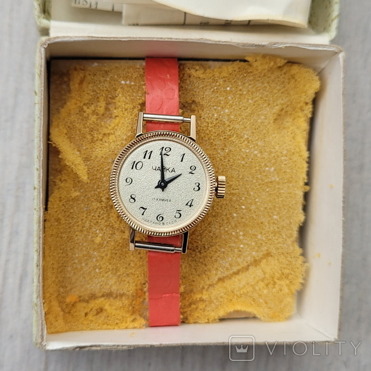 Новий позолочений годинник Чайка СРСР з документами (на ходу), фото №3
