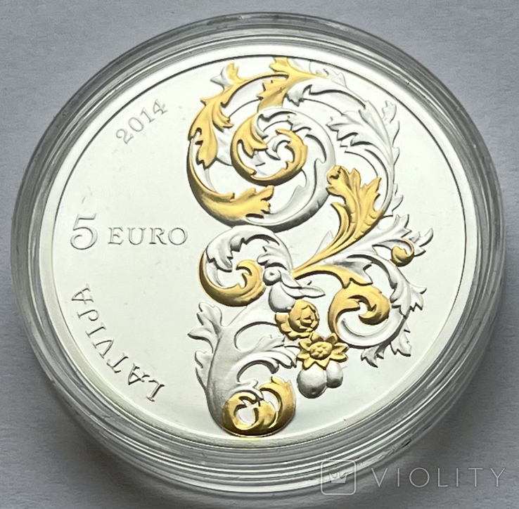 5 евро 2014 Латвия "Курляндское барокко" (серебро), фото №9