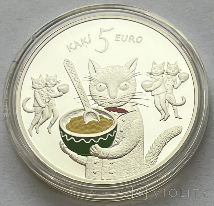 5 евро 2015 Латвия Сказка "Пять кошек" (серебро), фото №5