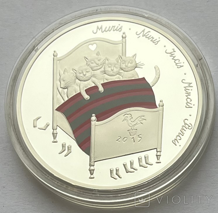 5 евро 2015 Латвия Сказка "Пять кошек" (серебро), фото №6