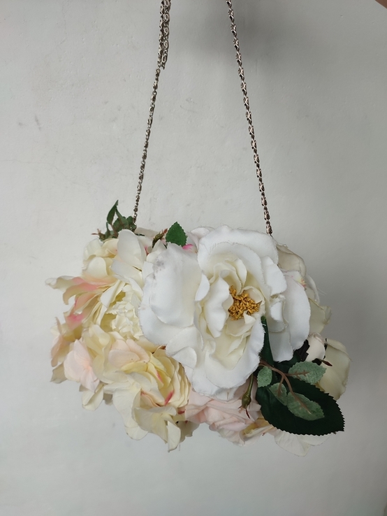 Шикарний оригінальний клатч сумочка рідікюль з квітів (троянда та гортензія), photo number 12