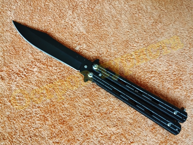 Нож бабочка балисонг складной 2397 с клипсой стальной, фото №4