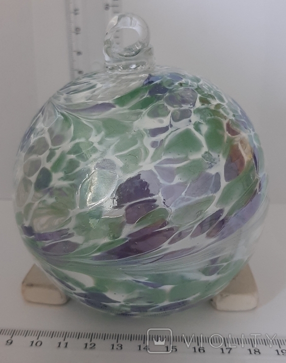 Художня декоративна видувна скляна підвісна куля вітраж ручної роботи, фото №2