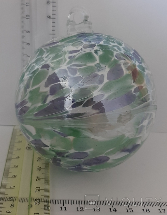 Художня декоративна видувна скляна підвісна куля вітраж ручної роботи, фото №3