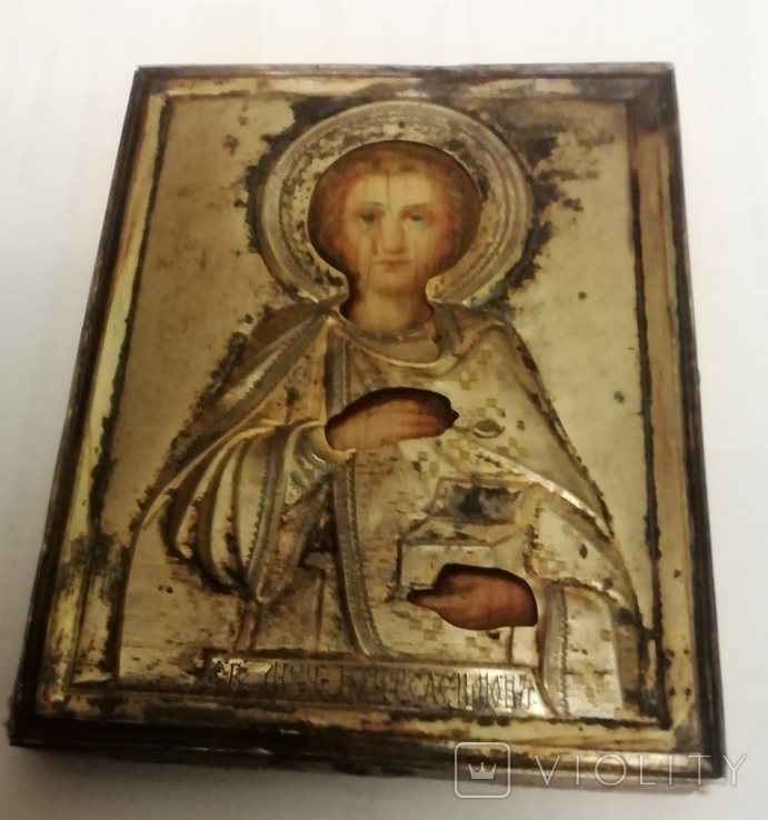 Икона Св. Пантелеймон в серебре., фото №2