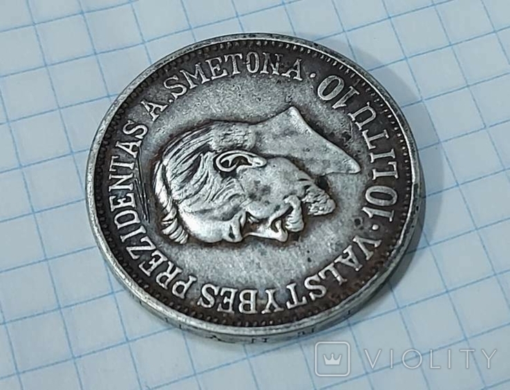 10 лит 1938 год XX лет Республике - серебро, фото №3