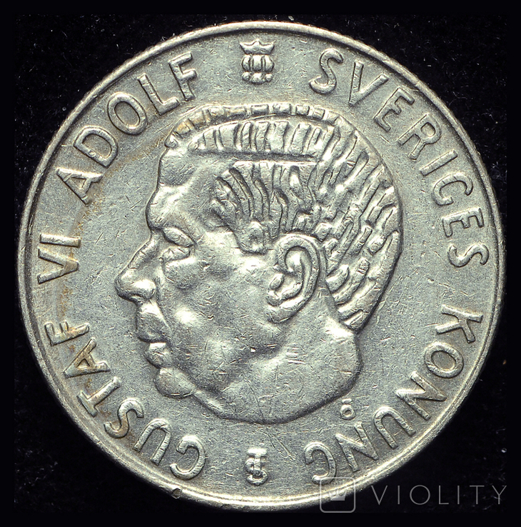 Швеция 1 крона 1961 серебро 7 грамм, фото №2