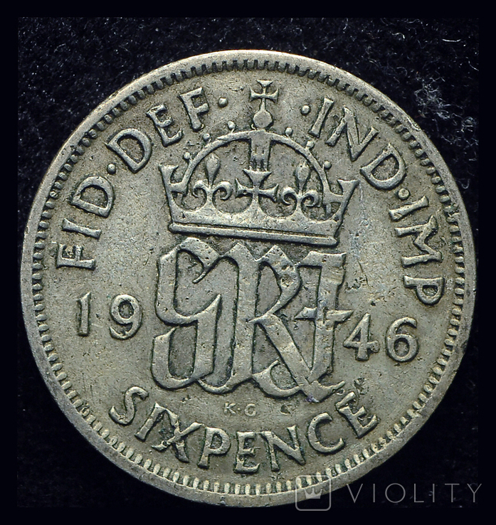 Великобритания 6 пенсов 1946 серебро, фото №2