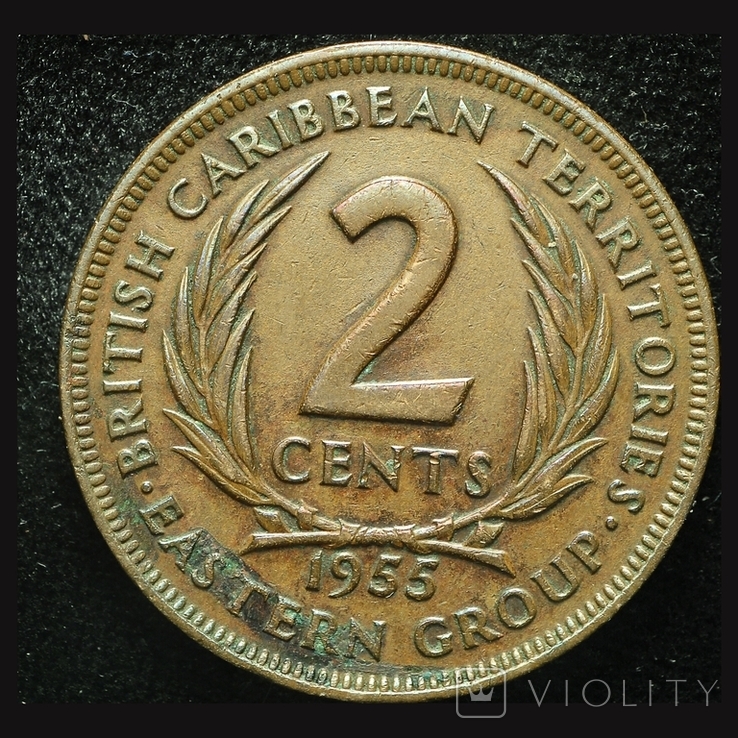 Британские Карибы 2 цента 1955, фото №2