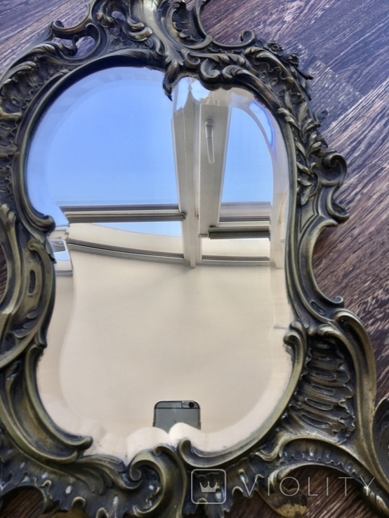 Велике, настільне дзеркало, бронза, Франція XIX ст., рокайль., фото №12