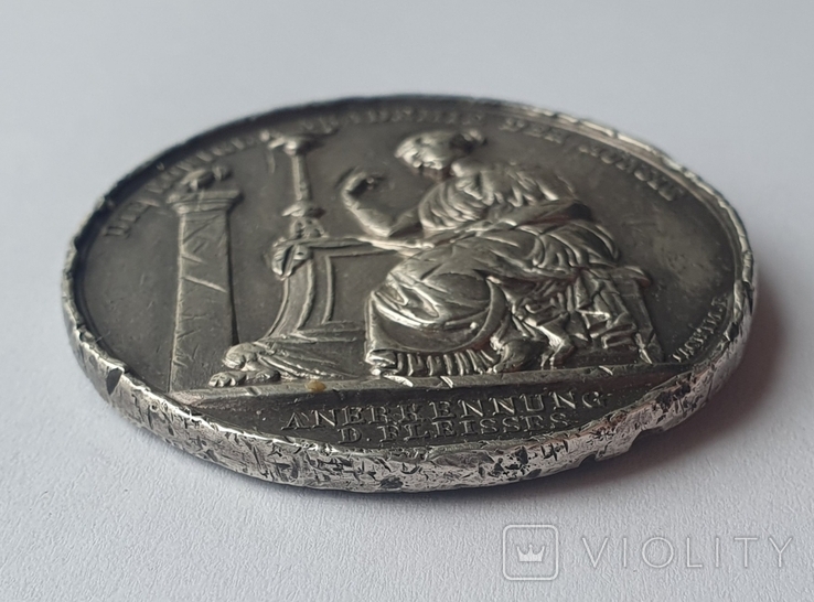  Старинна Срібна Настільна медаль FRIEDRICH WILHELM IV. 50.7гр., фото №5